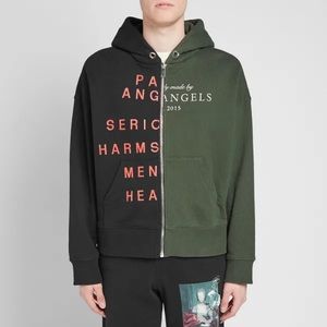 Palm Angels Sweatshirt Hoodie Oversized Mental Health Split Black Colorblock